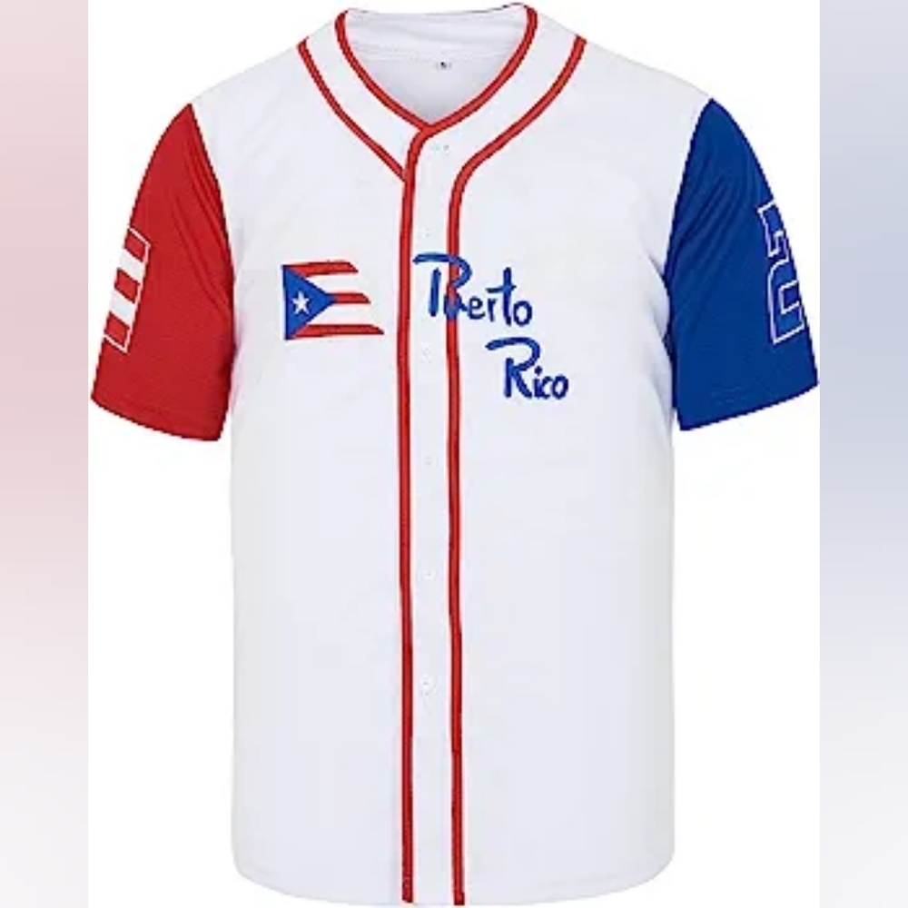 New w/ Tags Mens Roberto Clemente Puerto Rico Baseball Jersey Multiple Sizes